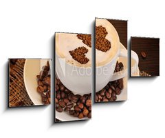 Obraz 4D tydln - 100 x 60 cm F_IS44905148 - Latte on wooden table on brown background