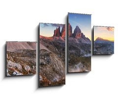 Obraz 4D tydln - 100 x 60 cm F_IS45305800 - Sunset mountain panorama in Italy Dolomites - Tre Cime