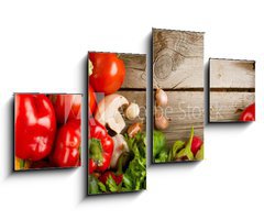Obraz 4D tydln - 100 x 60 cm F_IS45549352 - Healthy Organic Vegetables on the Wooden Background