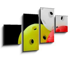 Obraz 4D tydln - 100 x 60 cm F_IS46394116 - Three floorball balls isolated on a black background - Ti florbalov mky na ernm pozad