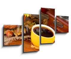 Obraz 4D tydln - 100 x 60 cm F_IS46892216 - autumnal composition:coffee grinder, flowers  and leaves