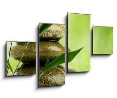 Obraz 4D tydln - 100 x 60 cm F_IS47591080 - Natural zen backgrounds with bamboo leaves and pebble for your d