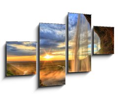 Obraz 4D tydln - 100 x 60 cm F_IS47723012 - Seljalandfoss waterfall at sunset in HDR, Iceland