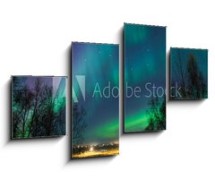 Obraz 4D tydln - 100 x 60 cm F_IS50095169 - Northern Lights over City - Severn svtla nad mstem