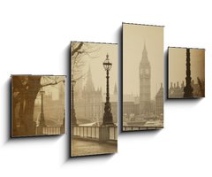 Obraz   Vintage Retro Picture of Big Ben / Houses of Parliament (London), 100 x 60 cm