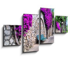 Obraz 4D tydln - 100 x 60 cm F_IS50635038 - Vibrant flower draped pathway in Capri, Italy