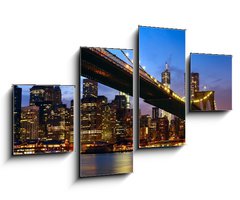 Obraz   Manhattan panorama with Brooklyn Bridge at sunset in New York, 100 x 60 cm