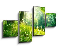 Obraz   Spring Nature. Beautiful Landscape. Green Grass and Trees, 100 x 60 cm