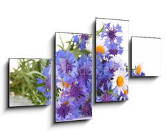 Obraz 4D tydln - 100 x 60 cm F_IS52878804 - Beautiful bouquet of cornflowers and chamomiles ,isolated