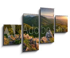 Obraz   Green nature panorama with sun, 100 x 60 cm