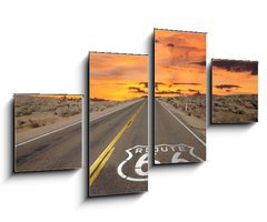 Obraz   Route 66 Pavement Sign Sunrise Mojave Desert, 100 x 60 cm