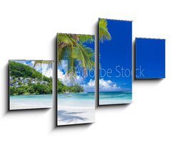 Obraz   cocotier pench sur plage des Seychelles, 100 x 60 cm
