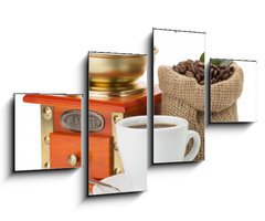 Obraz   cup of coffee and beans on white, 100 x 60 cm