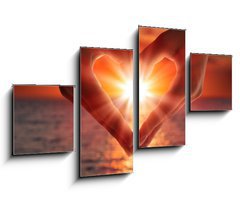 Obraz   sunset in heart hands, 100 x 60 cm