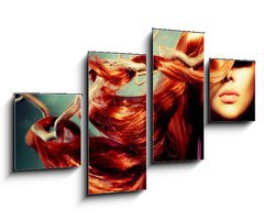 Obraz 4D tydln - 100 x 60 cm F_IS57362714 - Fashion Model Woman Portrait with Long Curly Red Hair - Mdn model Portrt eny s dlouhmi kudrnatmi vlasy