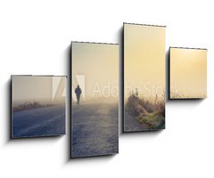 Obraz 4D tydln - 100 x 60 cm F_IS58456380 - men silhouette in the fog