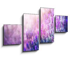 Obraz 4D tydln - 100 x 60 cm F_IS58716262 - Lavender Flowers Field. Growing and Blooming Lavender