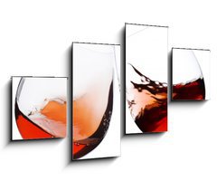 Obraz 4D tydln - 100 x 60 cm F_IS5976229 - pair of moving wine glasses over a white background, cheers  - pr pohybujcch se sklenic na blm pozad, na zdrav