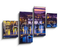 Obraz 4D tydln - 100 x 60 cm F_IS60176684 - Bridges in Prague over the river at sunset
