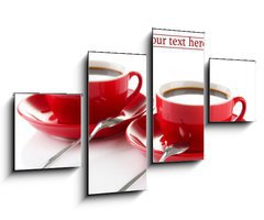 Obraz 4D tydln - 100 x 60 cm F_IS61102564 - Red cups of strong coffee isolated on white