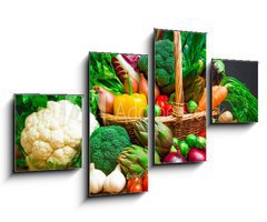 Obraz   Raw vegetables in wicker basket on wooden table, 100 x 60 cm