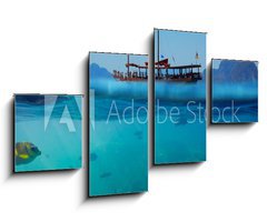 Obraz   Tropical underwater shot splitted with ship and sky, 100 x 60 cm