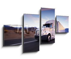 Obraz 4D tydln - 100 x 60 cm F_IS61769148 - Truck and highway at sunset - transportation background