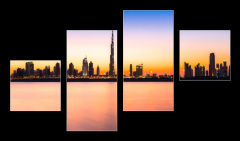 Obraz 4D tydln - 100 x 60 cm F_IS62073287 - Dubai skyline at dusk, UAE. - Dubaj panorama za soumraku, Spojen arabsk emirty.