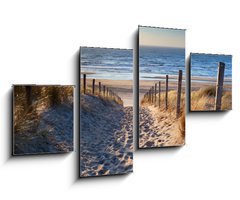 Obraz   path to North sea beach in gold sunshine, 100 x 60 cm