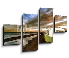 Obraz 4D tydln - 100 x 60 cm F_IS62362861 - Strandbild mit Bulli 1