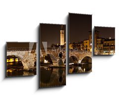 Obraz   Verona, il Ponte Pietra di notte, 100 x 60 cm