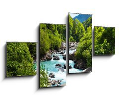 Obraz 4D tydln - 100 x 60 cm F_IS63640355 - Vivid Swiss landscape with  pure river stream