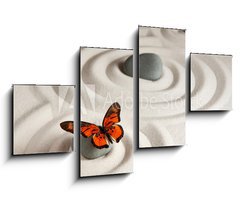 Obraz   Zen rocks with butterfly, 100 x 60 cm