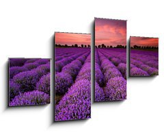 Obraz 4D tydln - 100 x 60 cm F_IS64900250 - Stunning landscape with lavender field at sunset