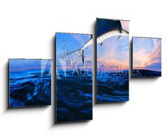 Obraz 4D tydln - 100 x 60 cm F_IS65260791 - sailfish flying over blue sea ocean - plachetnice ltn pes modr mosk ocen