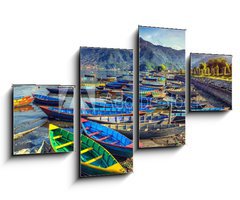 Obraz 4D tydln - 100 x 60 cm F_IS67441176 - Boats in Pokhara lake