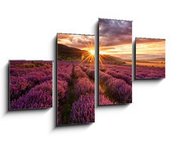 Obraz 4D tydln - 100 x 60 cm F_IS68209726 - Stunning landscape with lavender field at sunrise