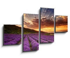 Obraz 4D tydln - 100 x 60 cm F_IS68260251 - Stunning landscape with lavender field at sunrise - Ohromujc krajina s levandulem pole pi vchodu slunce