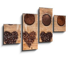 Obraz 4D tydln - 100 x 60 cm F_IS68508148 - Coffee Beans and Ground Coffee