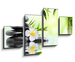Obraz 4D tydln - 100 x 60 cm F_IS68618057 - spa massage treatment in garden with frangipani and bamboo