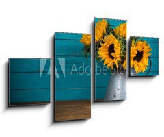 Obraz 4D tydln - 100 x 60 cm F_IS70279016 - sunflower in metal vase