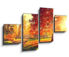 Obraz   Autumn scene. Fall. Trees and leaves in sun light, 100 x 60 cm