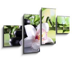 Obraz 4D tydln - 100 x 60 cm F_IS71191786 - Spa stones and white orchid on table on natural background
