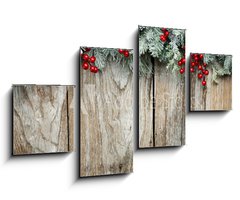 Obraz 4D tydln - 100 x 60 cm F_IS71248012 - Christmas fir tree on wooden background - Vnon jedle na devnm pozad