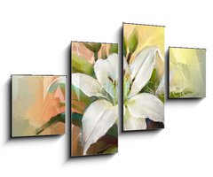 Obraz 4D tydln - 100 x 60 cm F_IS71266838 - White lily flower.Flower oil painting