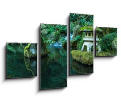 Obraz 4D tydln - 100 x 60 cm F_IS72382315 - A Lantern and Waterfall in the Portland Japanese Garden - Lucerna a vodopd v japonsk zahrad v Portlandu