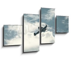 Obraz   Fighter plane on cloudy sky, 100 x 60 cm