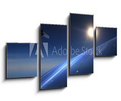 Obraz 4D tydln - 100 x 60 cm F_IS72660861 - Solarzellen mit Satelliten im Hintergrund - Solrn lnky se satelity v pozad