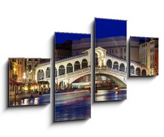 Obraz 4D tydln - 100 x 60 cm F_IS73248153 - Night view of Rialto bridge and Grand Canal in Venice. Italy