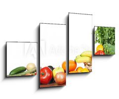 Obraz 4D tydln - 100 x 60 cm F_IS75554730 - Fruits and vegetables isolated white background - Ovoce a zelenina izolovan na blm pozad